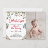 O wat een leuke Kerst bloemige verjaardagsfoto Kaart (Voorkant)