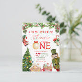 O wat een leuke Kerst Winter Eerste Verjaardag Briefkaart (Staand voorkant)