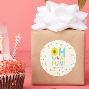 O wat een leuke kerstboom Kleurrijke confetti stip Ronde Sticker