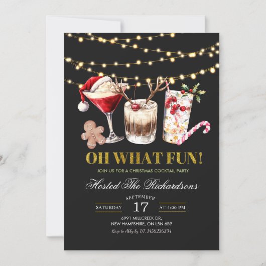 O wat een leuke kerstcocktailparty kaart (Voorkant)