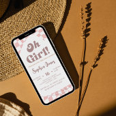 O wat een meisje!  Roze geruit | Gingham | baby sh Kaart