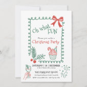 O wat een pret Doodle Kerst Cocktail Feestje Kaart (Voorkant)