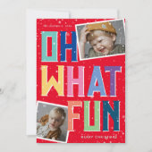 O wat een pret Sneeuw Overlay 2 Foto Kerstmis  Feestdagenkaart (Voorkant)