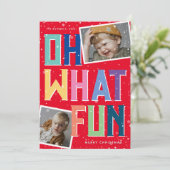 O wat een pret Sneeuw Overlay 2 Foto Kerstmis  Feestdagenkaart (Staand voorkant)