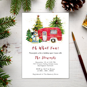 O wat een pret Vintage Kerst Camper Vakantie Feest Kaart