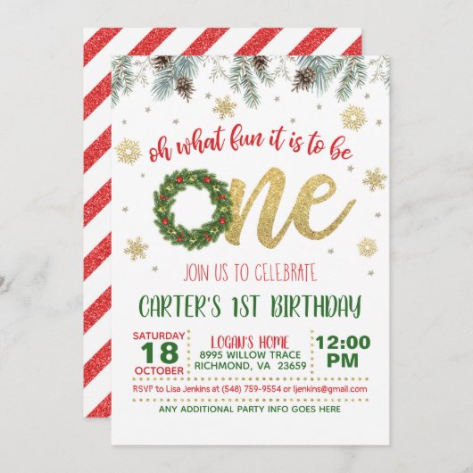 O wat is het leuk om één verjaardagsuitnodiging te kaart (Voorkant / Achterkant)