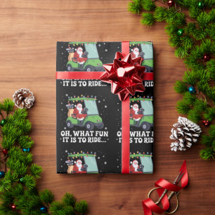 O, wat is het leuk om Kerstman Golf Kerstmis te ri Cadeaupapier