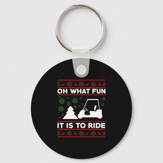 O wat is het leuk om met een golfkarretje te rijde sleutelhanger (Voorkant)