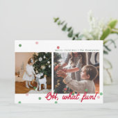 O, wat leuk Confetti Stippen - Platte Kerstkaart (Staand voorkant)