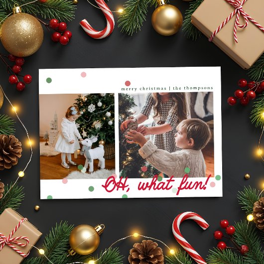 O, wat leuk: Confettistippen - Vlakke kerstkaart