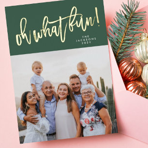 O wat leuk Goud gestempeld   Groen   Kerst foto Folie Feestdagenkaart