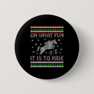 O wat leuk is het om lelijk Kerstmis Paard Lov te Ronde Button 5,7 Cm