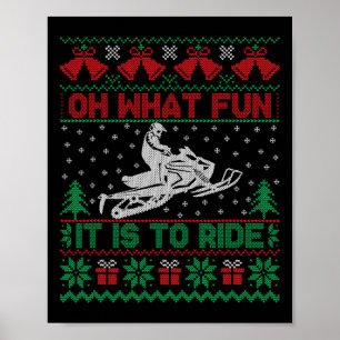 O wat leuk is het om op een sneeuwscooter te rijde poster