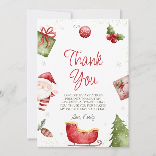 O wat leuk kerst verjaardag bedankkaart kaart (Voorkant)