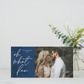 O wat leuk Kerstkaart in helderblauw (Staand voorkant)