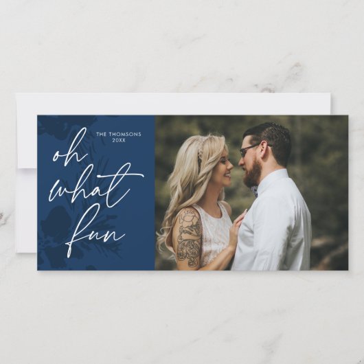 O wat leuk Kerstkaart in helderblauw (Voorkant)