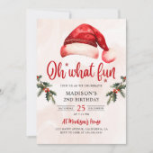 O wat leuk Kerstmis Kerstman Hoed Verjaardagsfeest Kaart (Voorkant)