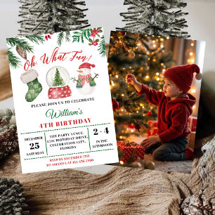 O wat leuk! Vakantie winter Kerstmis 4e verjaardag Kaart