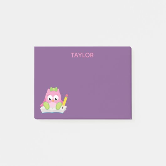 O zo schattige roze uil post-it® notes (Voorkant)