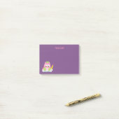 O zo schattige roze uil post-it® notes (Op bureau)