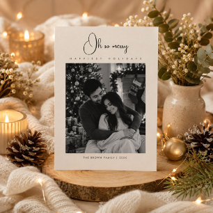 O Zo Vrolijke Elegante Koppel Kerst Foto Feestdagenkaart