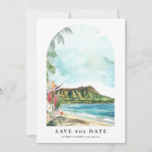 Oahu Aquarel Save the Date Foto (Voorkant)