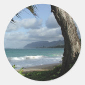 Oahu Beach Ronde Sticker (Voorkant)
