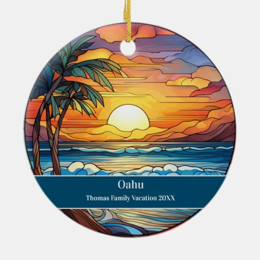 Oahu Beach Vakantie Keramisch Ornament (Achterkant)