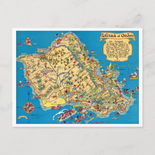 Oahu Funny Map Briefkaart (Voorkant)