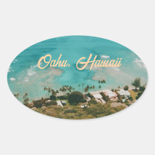 Oahu Hawaï Eiland Reis Souvenir Ovale Sticker