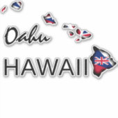 OAHU - HAWAÏ EILANDEN HI Vlag ZWART Sticker (Voorkant)