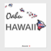 OAHU - HAWAÏ EILANDEN HI Vlag ZWART Sticker (Vel)