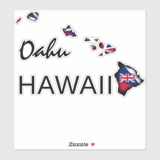 OAHU - HAWAÏ EILANDEN HI Vlag ZWART Sticker (Vel)