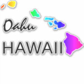 OAHU - HAWAÏ EILANDEN NEON REGENBOOG STICKER (Voorkant)