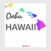 OAHU - HAWAÏ EILANDEN NEON REGENBOOG STICKER (Vel)