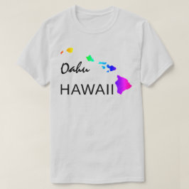 OAHU - HAWAÏ EILANDEN NEON REGENBOOG T-SHIRT