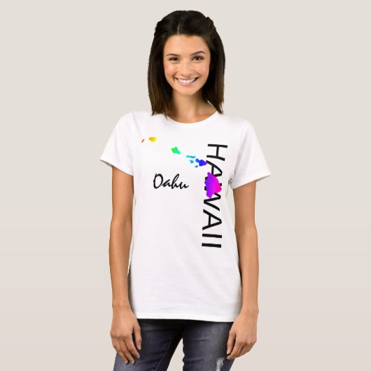 OAHU - HAWAÏ EILANDEN NEON REGENBOOG T-SHIRT (Voorkant volledig)