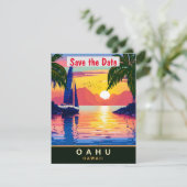Oahu, Hawaï, Reizen Briefkaart, Save The Date (Staand voorkant)