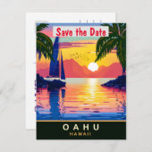 Oahu, Hawaï, Reizen Briefkaart, Save The Date (Voorkant / Achterkant)