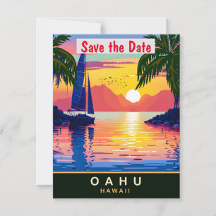 Oahu, Hawaï, Reizen Briefkaart, Save The Date