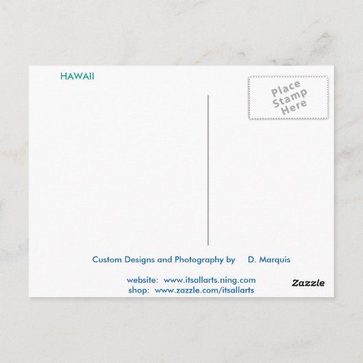 OAHU, HAWAII #2 BRIEFKAART (Achterkant)