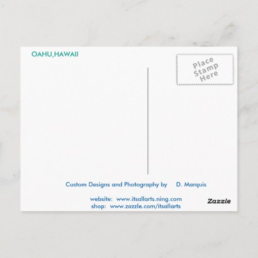 OAHU, HAWAII#4 BRIEFKAART (Achterkant)