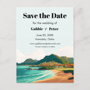 Oahu Hawaii Beach Bruiloft Save the Date Briefkaart