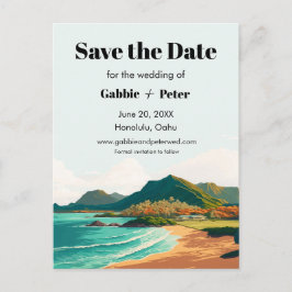 Oahu Hawaii Beach Bruiloft Save the Date Briefkaart