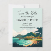 Oahu Hawaii Beach Bruiloft Save the Date Kaart (Voorkant)