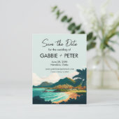 Oahu Hawaii Beach Bruiloft Save the Date Kaart (Staand voorkant)