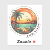 Oahu Hawaii Beach Logo Vakantie Sticker (Vel)