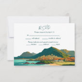 Oahu Hawaii Beach Mountain bruiloft RSVP Kaartje (Voorkant)