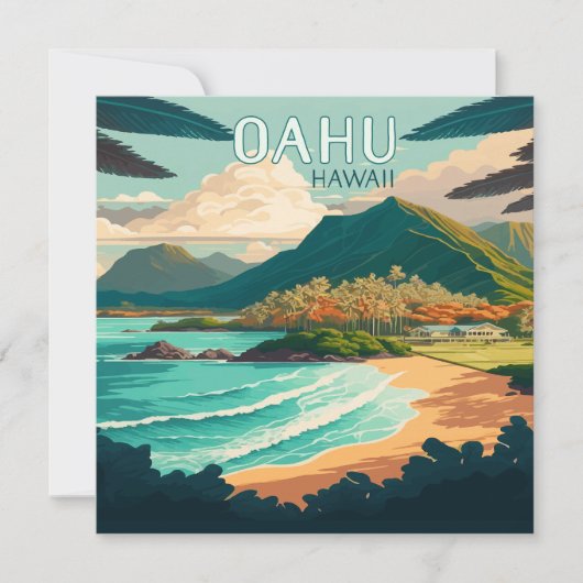 Oahu Hawaii Beach  Retro (Voorkant)