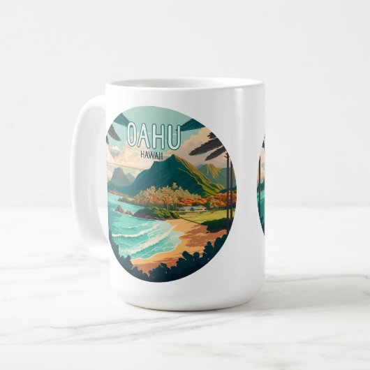 Oahu Hawaii Beach Retro Koffiemok (Voorkant links)